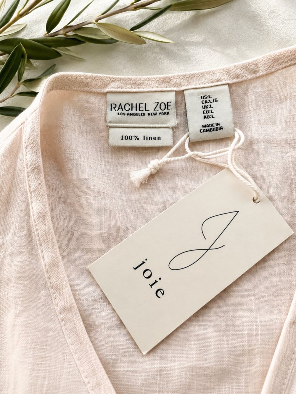 Rachel Zoe 100% Linen Button Front Midi Maxi Dress L Blush Pink Pockets NWT 50” - Picture 9 of 15